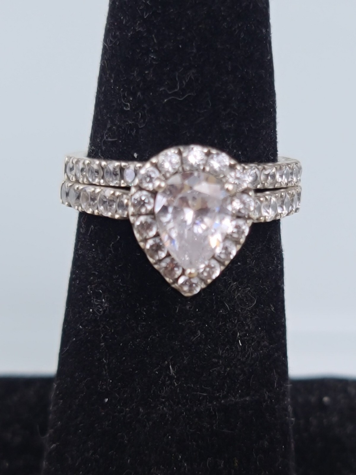 2 Sterling 925 Solid Silver Iced AAA Stacker Ring… - image 3