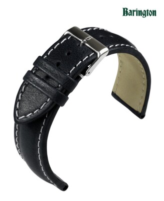 Barington Rindleder Uhrenarmband Modell Chronomaster schwarz 22 mm, Handmade