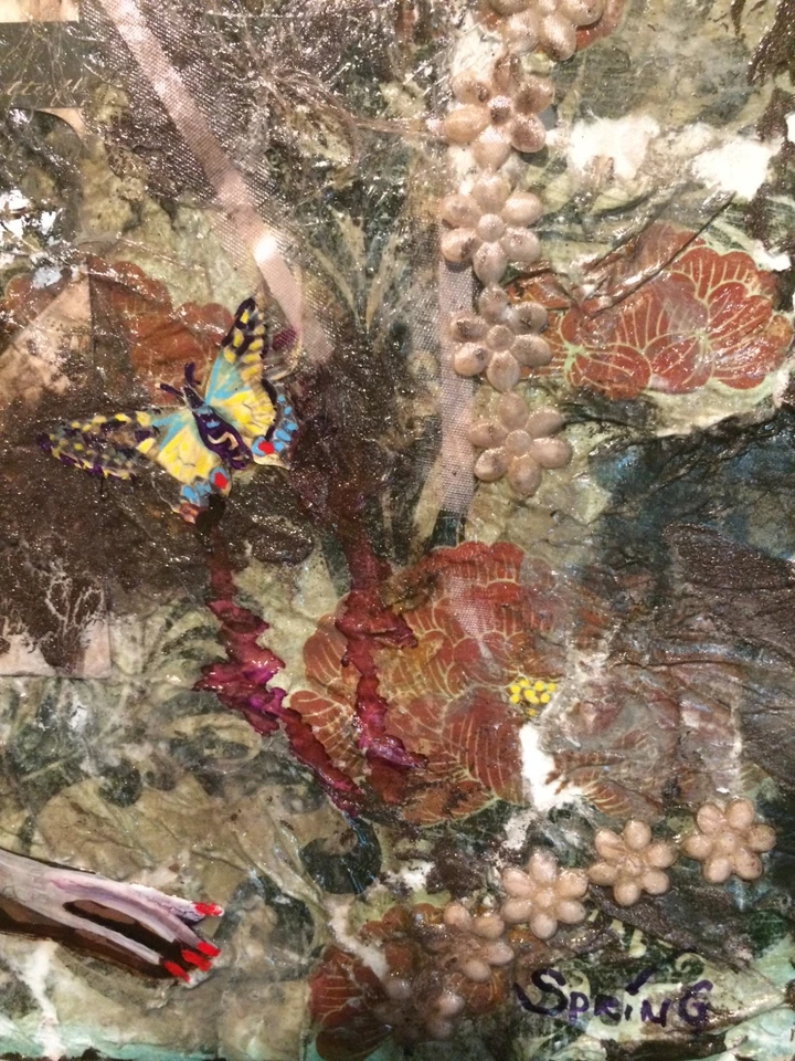 Pintura Original Baño Por Primavera 12x24 Lienzo Romántico Baño Baño Decoración Foto 4 de 4