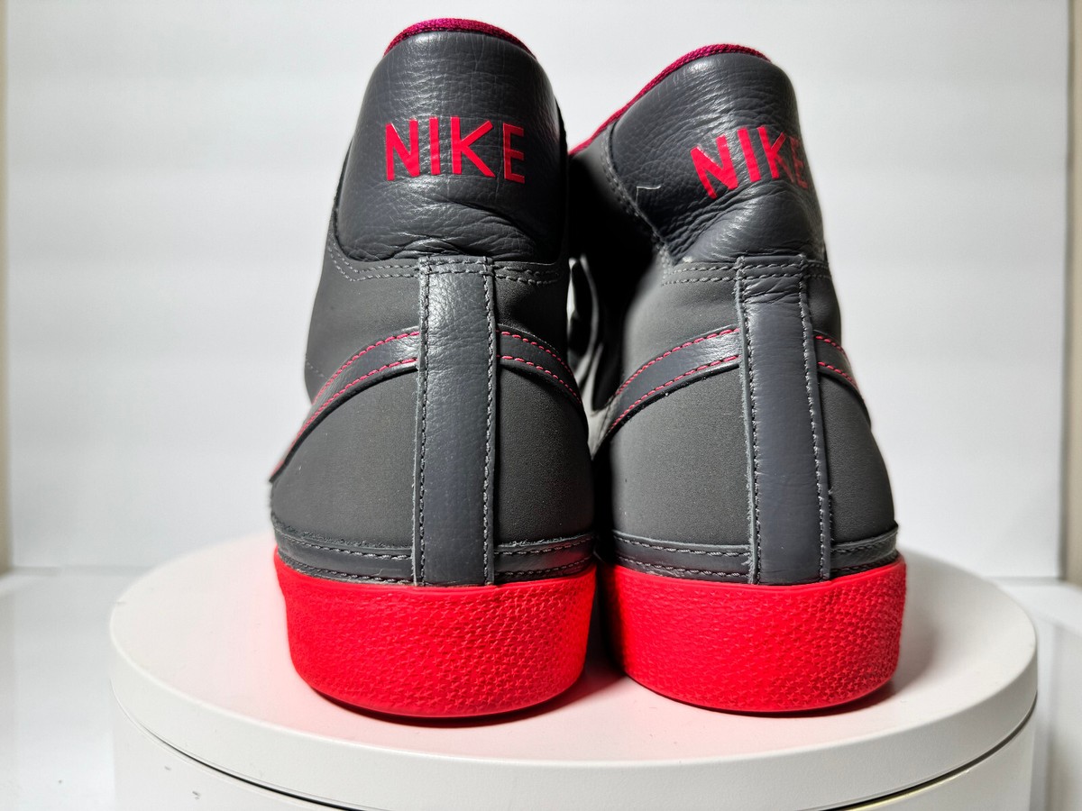 Nike Strap High-Top Sneakers - Gray/Red - Men display picture 3