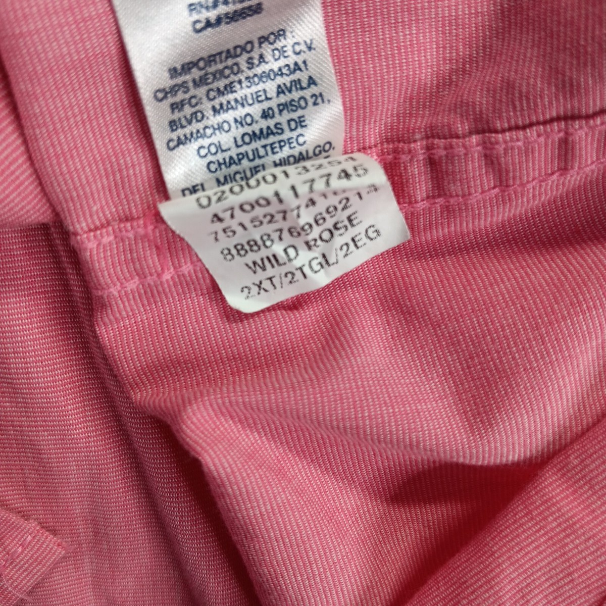 ワイルド Chaps Shirt Mens 2XT Tall Pink WildRose Button-Down Collared Easy
