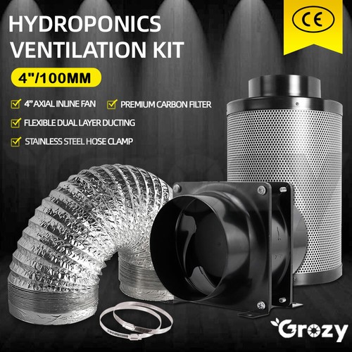 GROZY 4"/100mm Vent Fan Ducting Carbon Filter Hydroponics Ventilation Kit Option - Picture 3 of 61