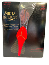 Vtg Sheer Intrigue Reinforced Panty Sandalfoot Pantyhose SizeA Jet Black P2