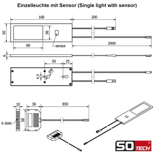 SOTECH LED-Unterbauleuchte GIULIA II mit/ohne Sensor Möbelleuchte Schrankleuchte - Bild 5 von 48