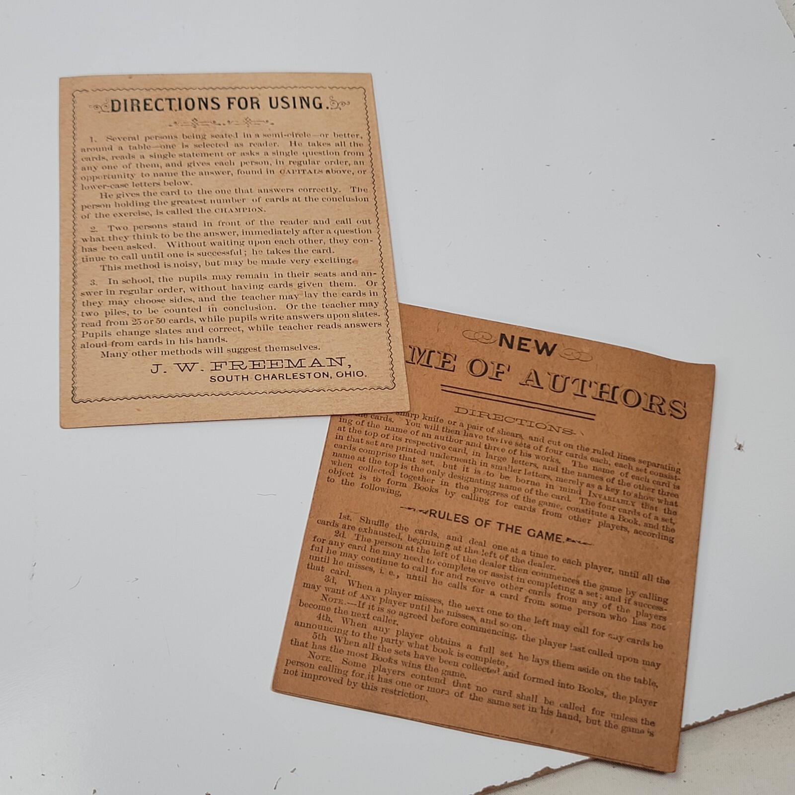 Antique Improved Geographical Cards 1883 JW Freeman Game Directions eBay