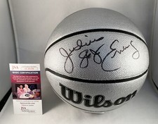 Philadelphia 76ers Julius Erving Signed Basketball JSA 75th Anniversary Silve...