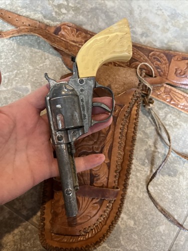 Vintage leather childs toy holster tooled leather JOHN - Picture 7 of 9