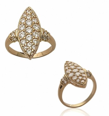 Bague MARQUISE ZIRCONIUM Plaqué or 18 CARATS 750/1000 Microns