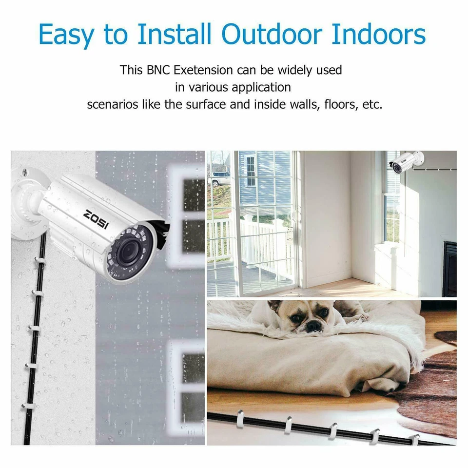 Cable de alimentación de video ZOSI 4 piezas 100 pies BNC RCA cable para sistema de cámara de seguridad Foto 4 de 4