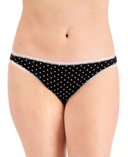 Charter Club X4621 Women's Everyday Cotton Bikini Underwear, Black Cream, XXL