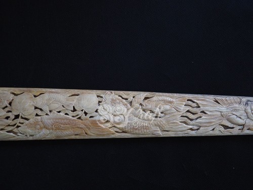 Swordfish Bill Real Marlin Bone Carved Handmade Goldfish Model 30'' - Picture 7 of 8