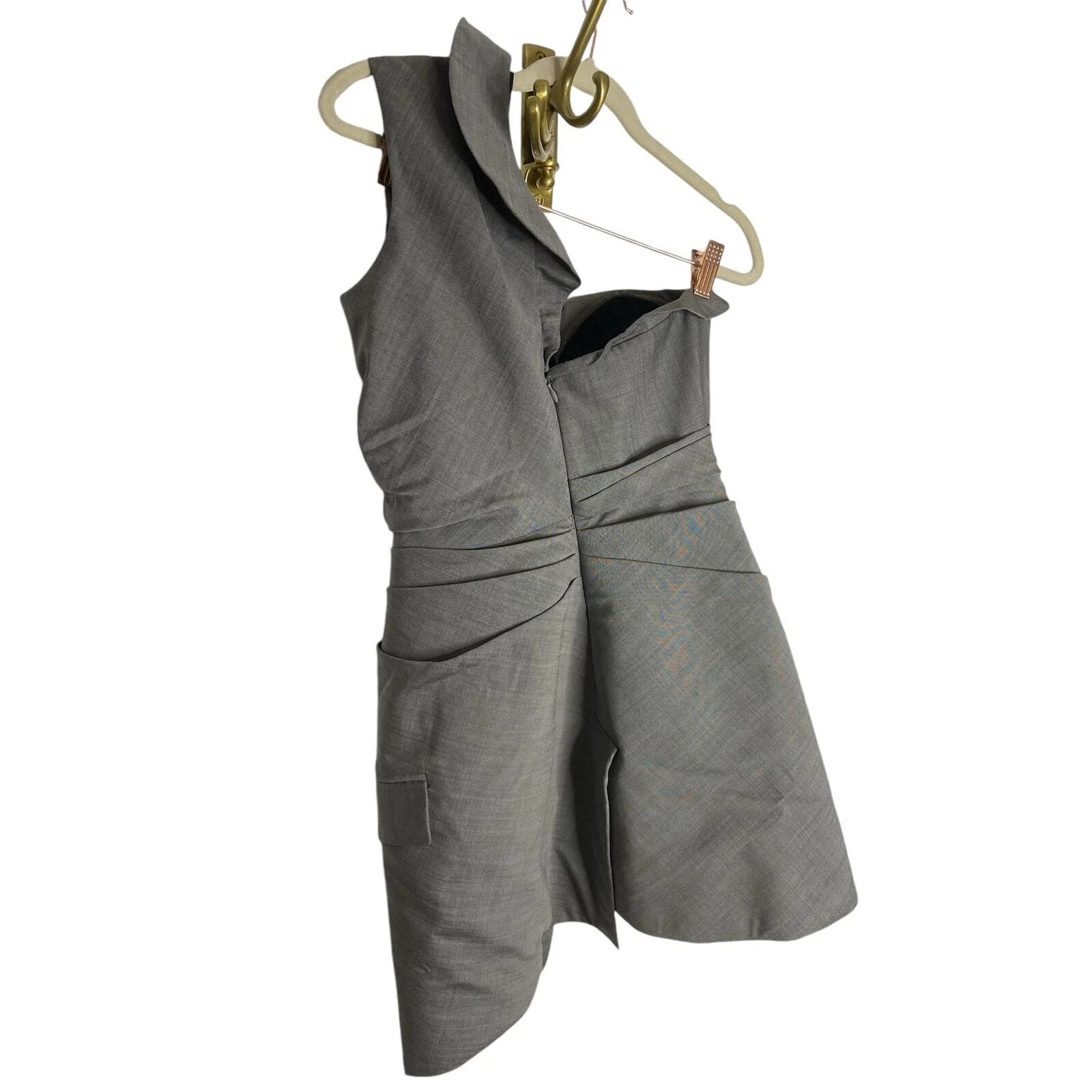 Abito smoking Alexander Wang decostruito cravatta davanti monospalla grigio taglia 4