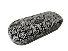BRIGHTON Sunglasses, Glasses, Tin Clamshell Case, Black White, Geometric Patt.