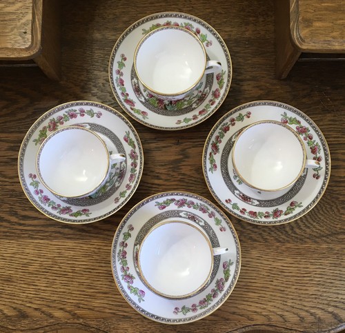 4 Antique 1908 Teacups Saucers Copeland Spode Green/Pink Prettiest Indian Tree! - Picture 5 of 24