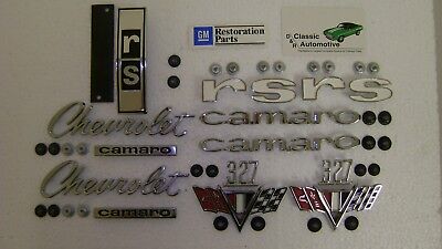 Emblem Kit 46pc w/ fasteners 67 Camaro RS 350 Rally Sport V-Flag emblems 