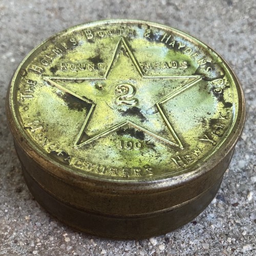 Vintage Brass Tins Paper Fasteners Washburne's Holmes Booth Haydens - Picture 9 of 15