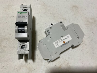 2x Schneider Electric C60 Multi 9 Circuit Breaker 15A 240V-60V 1-Pole NOS unused