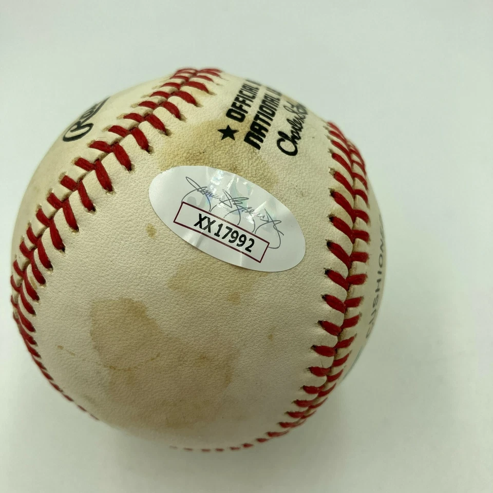 Travis Jackson Carl Hubbell Bill Terry New York Giants HOF Signed Baseball JSA - Image 4 of 4