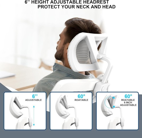 Elegant Ergonomic Mesh Desk Chair with High Back, Flip-Up Arms & Lumbar Support - Picture 9 of 11