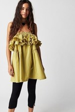 Free People Free-est Have A Thing For You Mini Dress Ruffle Cotton XS NEW 269124