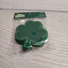 New Glitter Clover Shamrocks 2.8" Crafts 6 Count Party Decor St Patrick's Irish