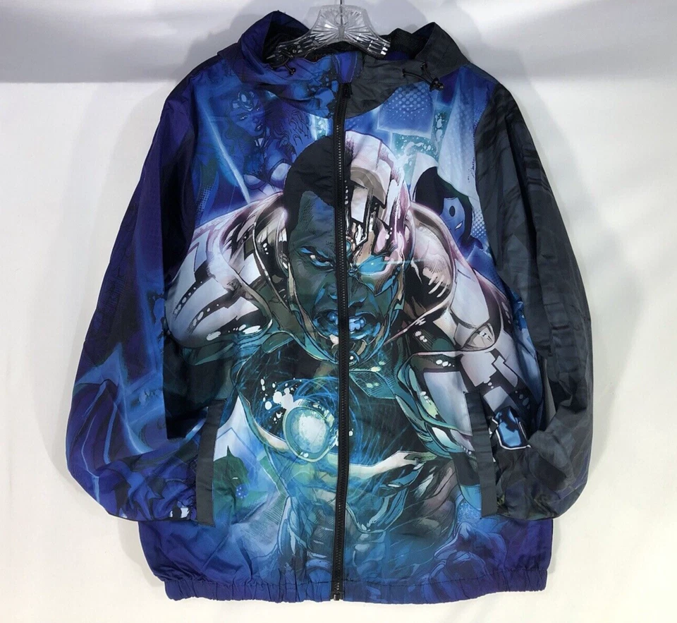 Chaqueta cortavientos con capucha CYBORG X Tango Hotel DC Comics cremallera completa talla mediana Foto 2 de 4