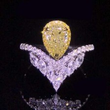 Magnificent Honey Yellow Citrine With Bright White CZ 1.80TCW Anniversary Band