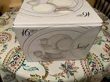 Mikasa Swirl Ombre Grey 16 Piece Dinnerware Set, Service for 4, Gray 5198198