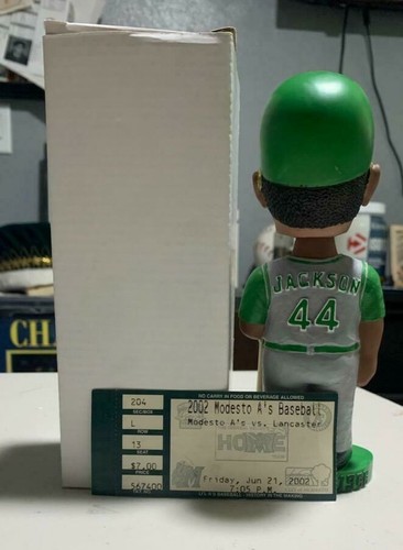 2002 Reggie Jackson Modesto A’s Oakland Athletics Bobblehead RARE w/ Game Ticket - Picture 3 of 3