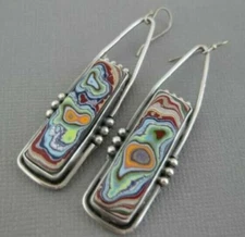 New Silver Fashion Jewelry Artistic Design Gemstone Hook Dangle Drop Earrings