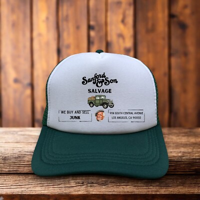 Sanford & Son Salvage Unisex Trucker Hat Green Snapback 70s Sitcom Baseball Cap