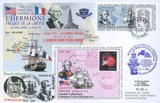 HLF15-8 : 2015 - Maxi FDC FRANCE-USA "Escale n°6 Alexandria - L'HERMIONE / LA FA