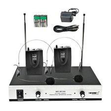 2 Channel Wireless Microphones with 2 Headset Portable Mini Mic Headset Micro...