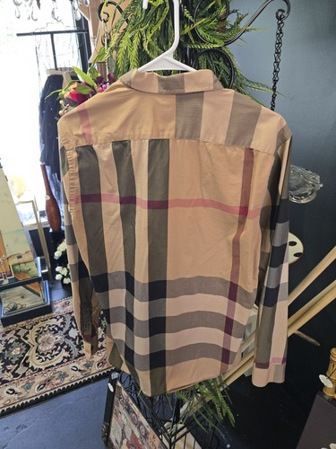 Burberry London Thornaby Check Button-Down Long Sleeve Shirt Medium Beige - Picture 8 of 13