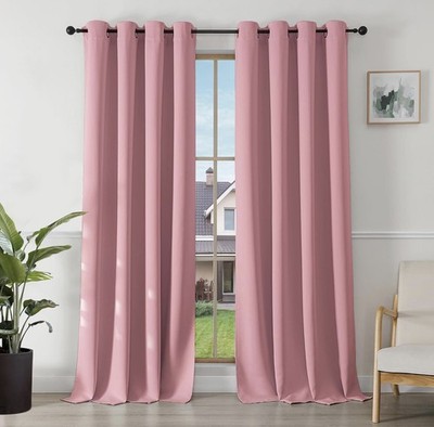 Joydeco Rosa Verdunkelungsvorhänge 55x96  140x245 cm Ösen Thermo 2 Paneele Wohnen 
