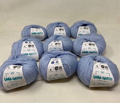 LANA GATTO YARN Baby Blue Made in Italy Lot of 9