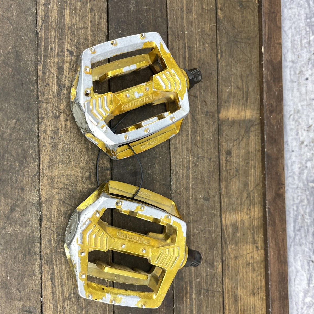 Vitnage Shimano PD-MX15 BMX Pedals Gold 1980s MTB 9/16in Alloy