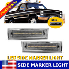 For 81-91 Chevrolet C10 C20 C30 GMC White LED Front Side Marker Light Smoke Lens