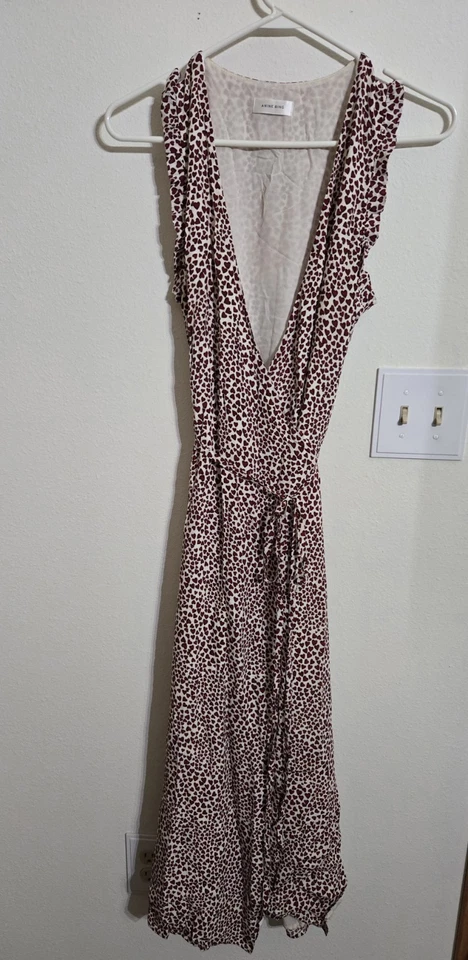 Vestido envolvente de seda para mujer Anine Bing blanco con mini corazones talla S pre-loved Foto 2 de 3
