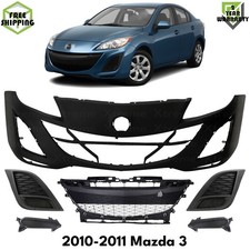 Front Bumper Cover Primed Plastic Fog Lights Cover For 2010-2011 Mazda 3
