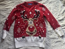 SSLR Boy's Collection Size Small Red Ugly Christmas Sweater Rudolph