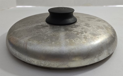 Vintage Aluminum Pilot Black Top Knob 8 1/8" Round Replacement Lid #103 - Picture 7 of 11