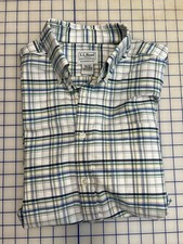 LL Bean Button Up Shirt Mens 15 1/2 32 White Multi Color Plaid Dress Shirt