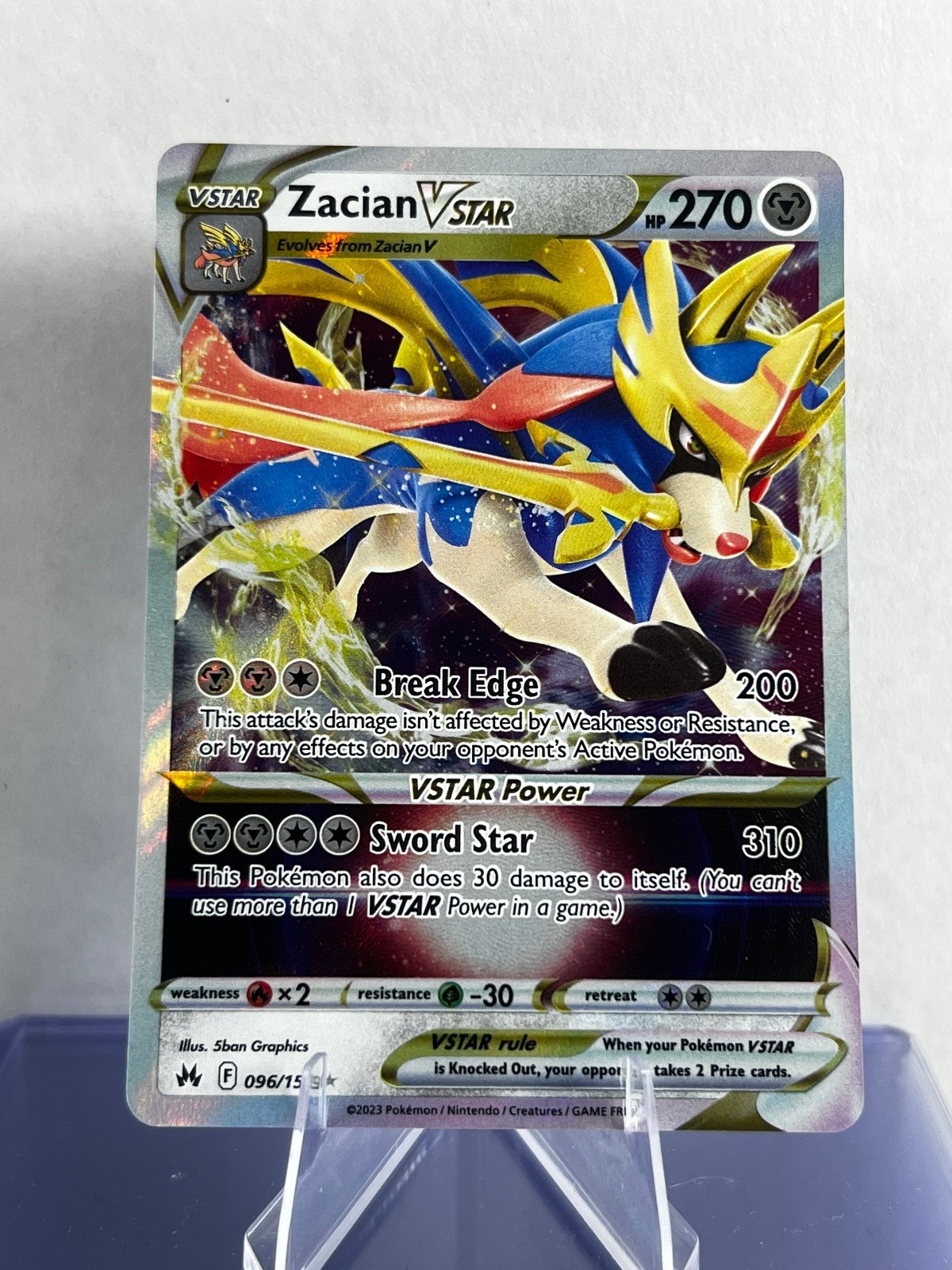 Zacian VSTAR Crown Zenith Holo Excellent 096/159