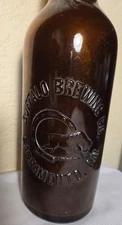 antique brown Buffalo Brewing Co bottle with lid  12" tall, Sacramento CA