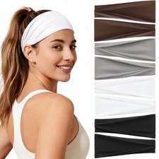Awumbuk Headbands for 1 Count Pack of 8 , Dark brown/Light gray/White/Black