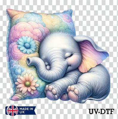 Schlafender Elefant UV DTF Aufkleber - Glas Laptop Becher Tasse xk422