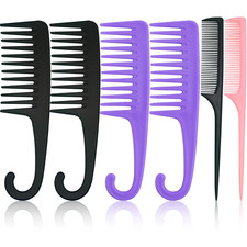 6PCS Large Wide Tooth Comb Rat Tail Comb Set, Shower Combs for Wet or Dry Hair,