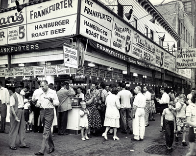 Nathans Food Stand Frankfurter Hot Dog Photo New York NY 1947 8X10
