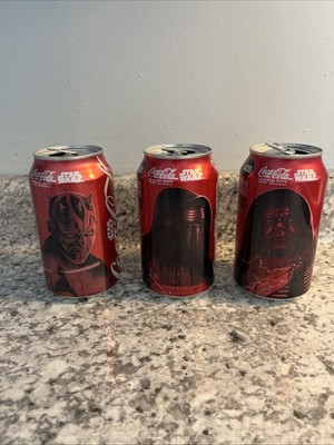 Star Wars Coca Cola 3 Cans Zero Kylo Ren and Darth Maul Limited Edition Empty